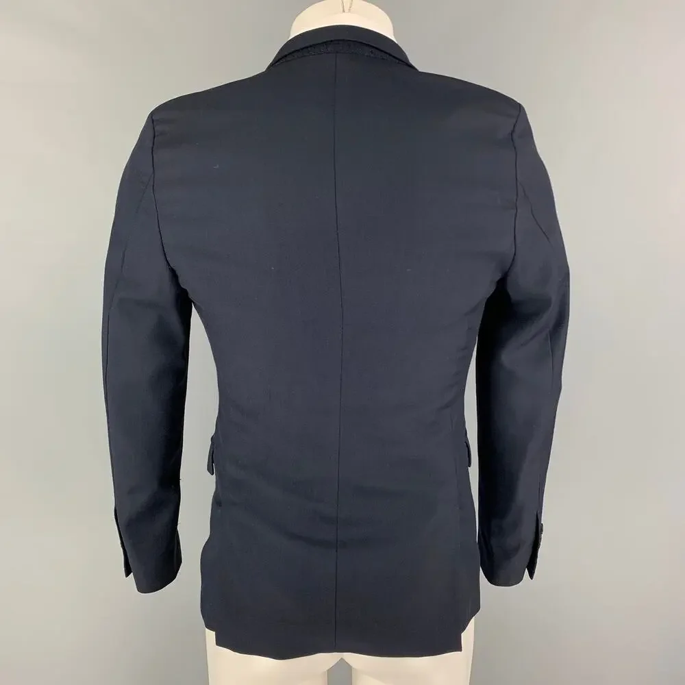 THE KOOPLES Size 36 Navy Wool Peak Lapel Sport Coat